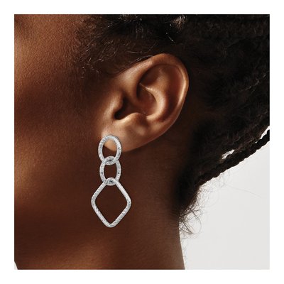 Sterling Silver Diamond-Cut Dangle Earrings – view 4