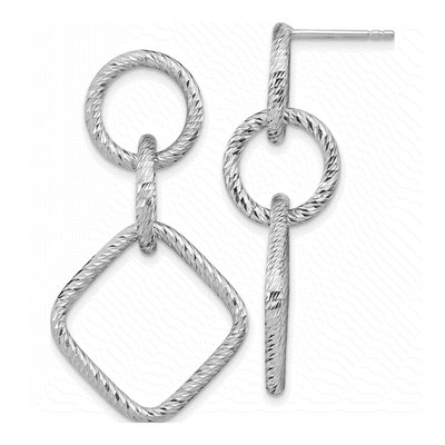 Sterling Silver Diamond-Cut Dangle Earrings