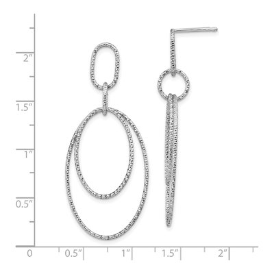 Sterling Silver Diamond-Cut Oval Dangle Earrings – view 5