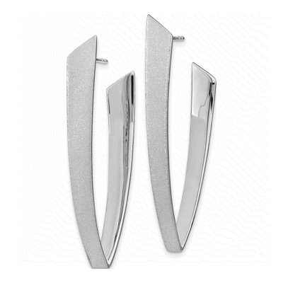 Sterling Silver Sand-Finish Dangle Earrings – view 3