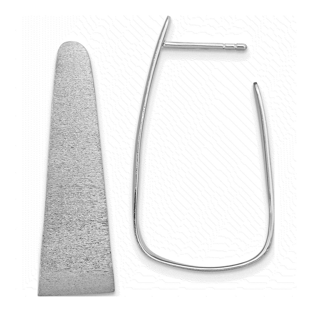 Sterling Silver Rhodium-Plated Sand-Finish Post Dangle Earrings