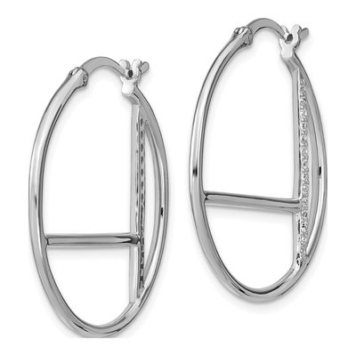 Sterling Silver 31mm CZ Hoop Earrings – view 3