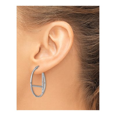Sterling Silver 31mm CZ Hoop Earrings – view 4