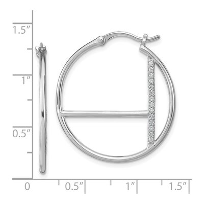 Sterling Silver 31mm CZ Hoop Earrings – view 5
