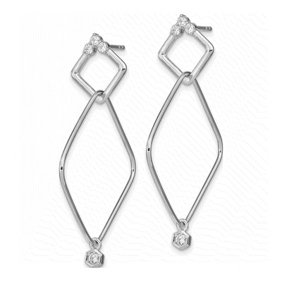 Sterling Silver CZ Geometric Dangle Earrings – view 3