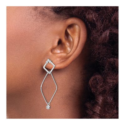 Sterling Silver CZ Geometric Dangle Earrings – view 4