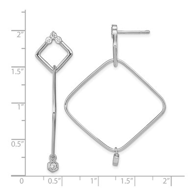Sterling Silver CZ Geometric Dangle Earrings – view 5