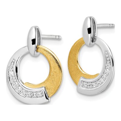Gold-Plated Sterling Silver CZ Dangle Earrings – view 3