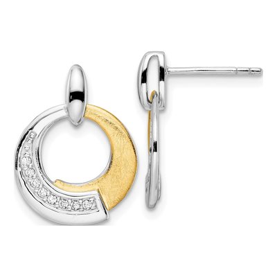 Gold-Plated Sterling Silver CZ Dangle Earrings