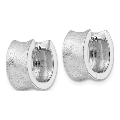 Sterling Silver 13mm Diamond-Cut Huggie Hoop Earrings – view 3