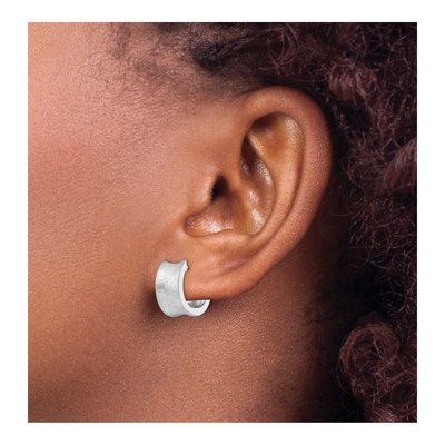 Sterling Silver 13mm Diamond-Cut Huggie Hoop Earrings – view 4