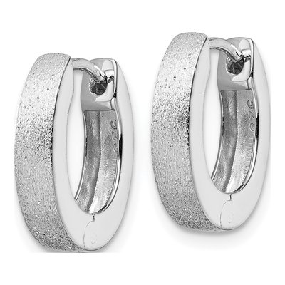 Sterling Silver 15mm Diamond-Cut Oval Huggie Hoop Earrings – view 3