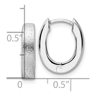 Sterling Silver 15mm Diamond-Cut Oval Huggie Hoop Earrings – view 5