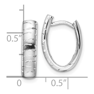 Sterling Silver 17mm Diamond-Cut Oval Hoop Earrings – view 5