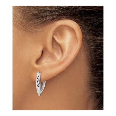 Sterling Silver 22mm Diamond-Cut Hoop Earrings – view 4