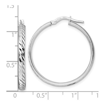 Sterling Silver 29mm Diamond-Cut Hoop Earrings – view 5