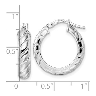 Sterling Silver 21mm Textured Hoop Earrings – view 5