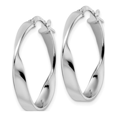 Sterling Silver Twisted Oval Hoop Earrings – view 3