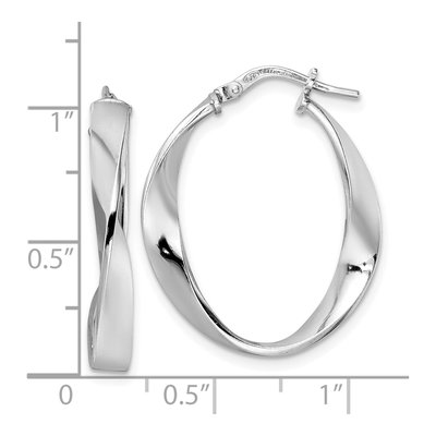 Sterling Silver Twisted Oval Hoop Earrings – view 5