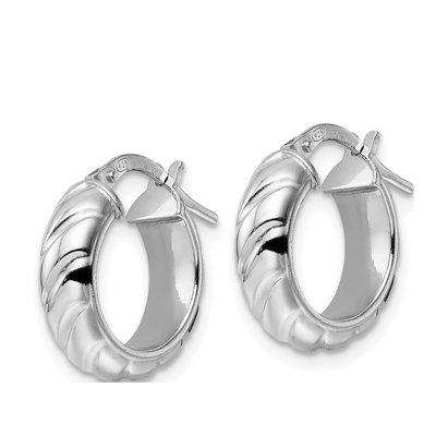 Sterling Silver 17mm Textured Hoop Earrings – view 3