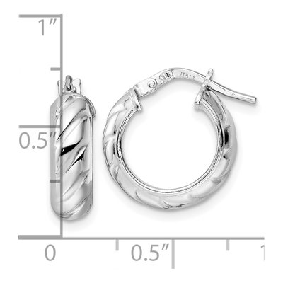 Sterling Silver 17mm Textured Hoop Earrings – view 5
