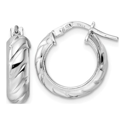 Sterling Silver 17mm Textured Hoop Earrings