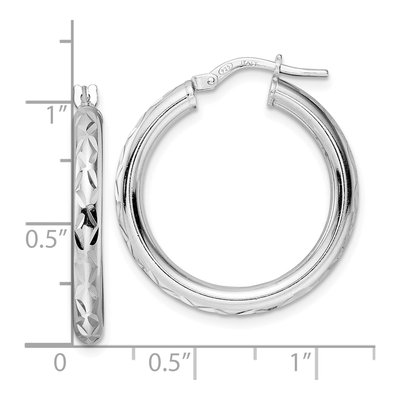Sterling Silver 26mm Diamond-Cut Hoop Earrings – view 5