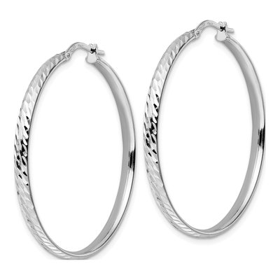 Sterling Silver 40mm Diamond-Cut Hoop Earrings – view 3