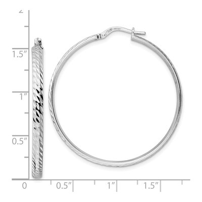 Sterling Silver 40mm Diamond-Cut Hoop Earrings – view 5