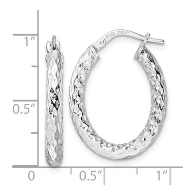 Sterling Silver Diamond-Cut Hoop Earrings – view 5