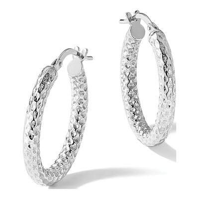 Sterling Silver Diamond-Cut Hoop Earrings – view 6