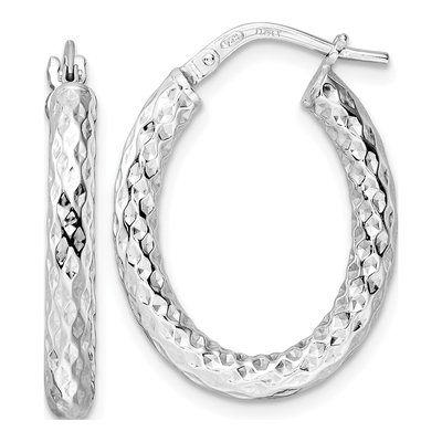 Sterling Silver Diamond-Cut Hoop Earrings