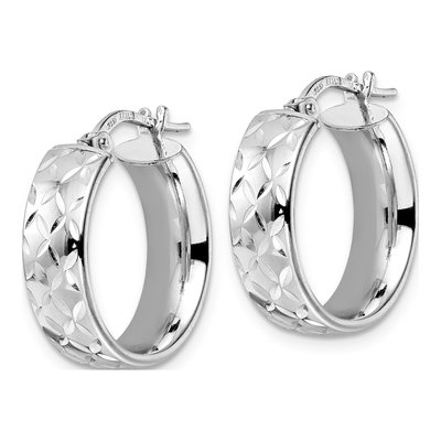 Sterling Silver Diamond-Cut Hoop Earrings – view 3