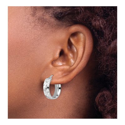 Sterling Silver Diamond-Cut Hoop Earrings – view 4