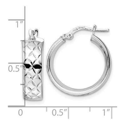Sterling Silver Diamond-Cut Hoop Earrings – view 5