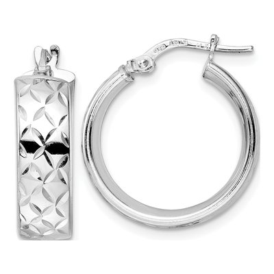 Sterling Silver Diamond-Cut Hoop Earrings