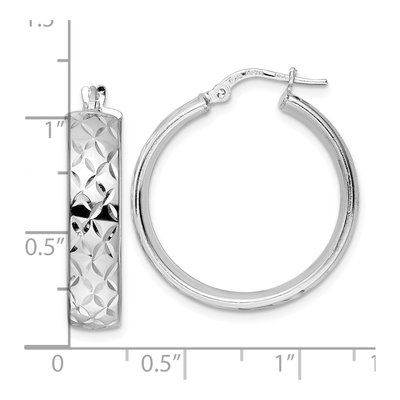 Sterling Silver 28mm Diamond-Cut Hoop Earrings – view 5