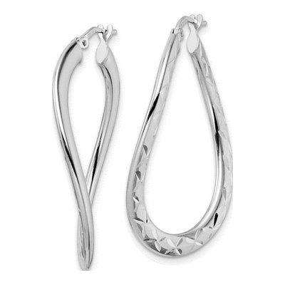 Sterling Silver Curved Oval Hoop Earrings – view 3