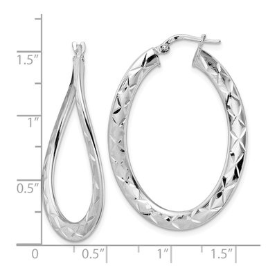 Sterling Silver Curved Oval Hoop Earrings – view 5