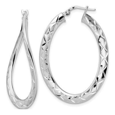 Sterling Silver Curved Oval Hoop Earrings