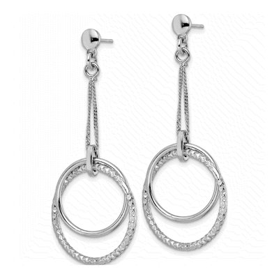 Sterling Silver Diamond-Cut Dangle Earrings – view 3