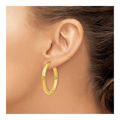 Gold-Plated Sterling Silver 32mm Tube Hoop Earrings – view 3