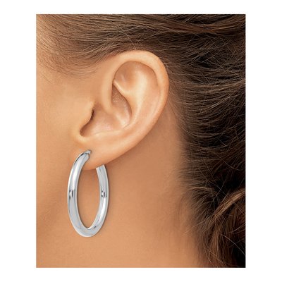 Sterling Silver 32mm Tube Hoop Earrings – view 5