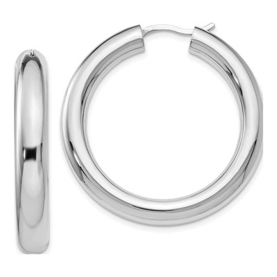 Sterling Silver 34mm Tube Hoop Earrings