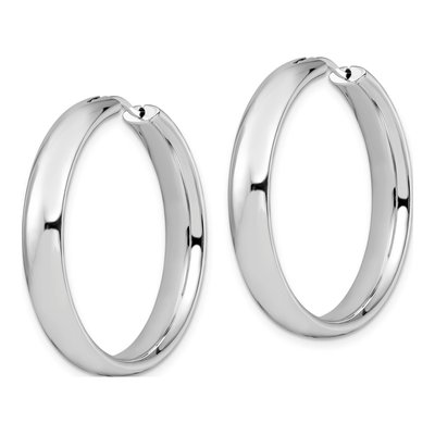 Sterling Silver 36mm Half Round Tube Hoop Earrings – view 3