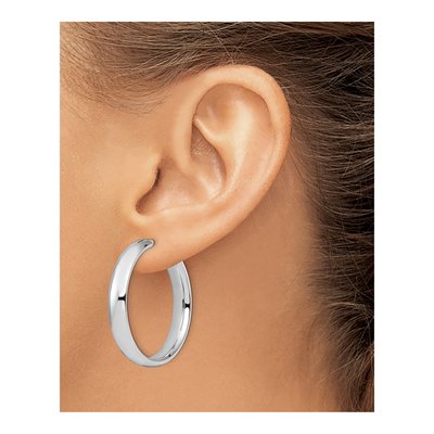 Sterling Silver 36mm Half Round Tube Hoop Earrings – view 5