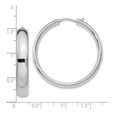 Sterling Silver 36mm Half Round Tube Hoop Earrings – view 6