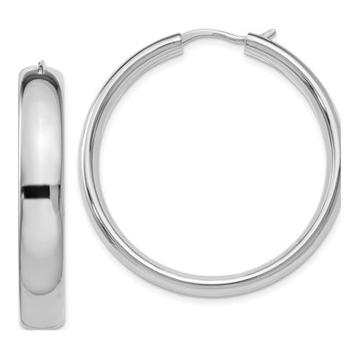 Sterling Silver 36mm Half Round Tube Hoop Earrings