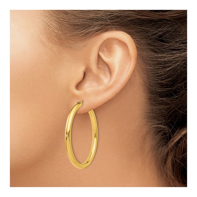 Gold-Plated Sterling Silver 40mm Tube Hoop Earrings – view 3