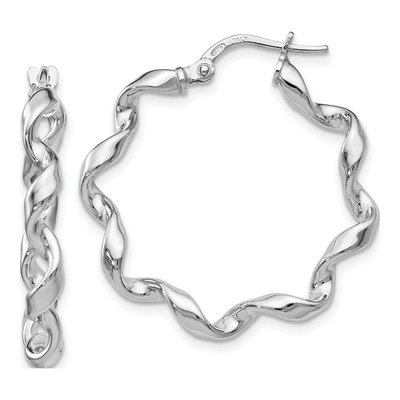 Sterling Silver 26mm Twisted Hoop Earrings